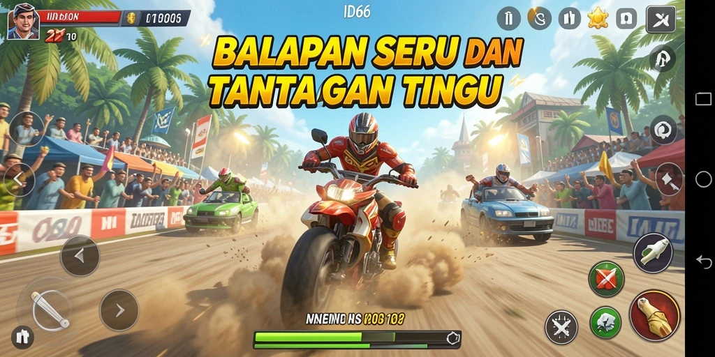 Tampilan gameplay menarik dalam balapan ID66 yang penuh aksi.