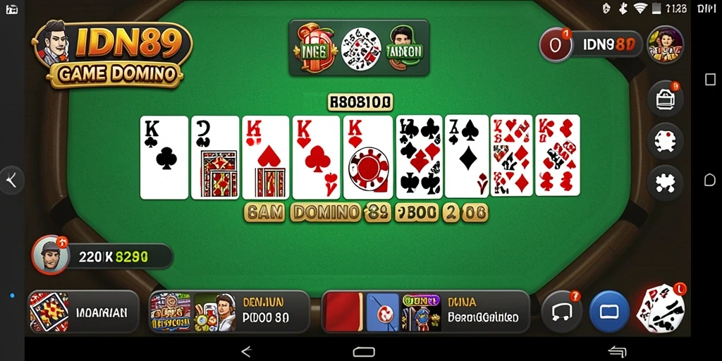 Screenshot gameplay IDN89 menampilkan aksi seru di meja domino.