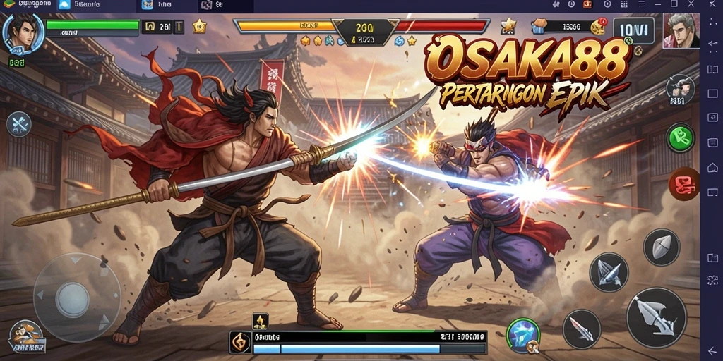 Screenshot OSAKA88 menunjukkan aksi pertarungan yang intens dan mendebarkan.