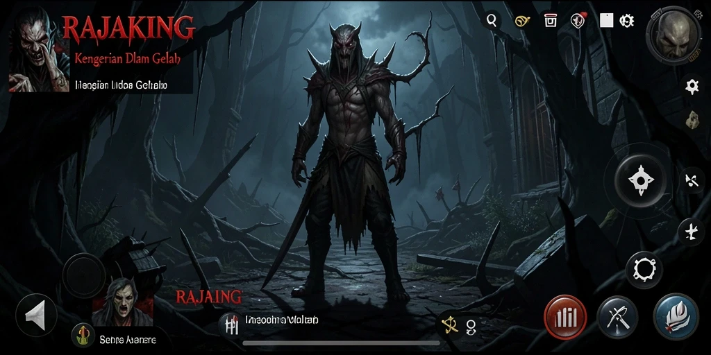 Gameplay menakutkan di RAJAKING dengan suasana kegelapan yang mencekam.