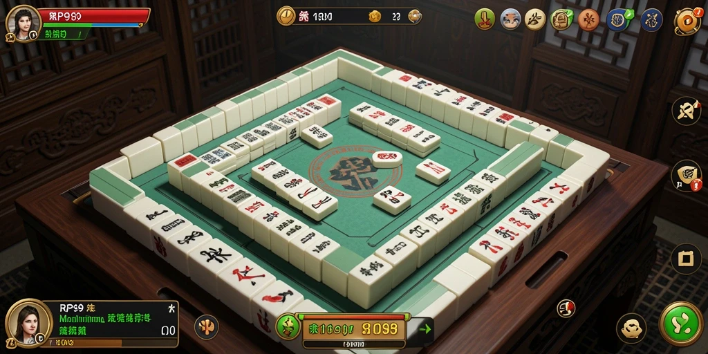 Tampilan gameplay permainan Mahjong yang mendebarkan dan penuh strategi.