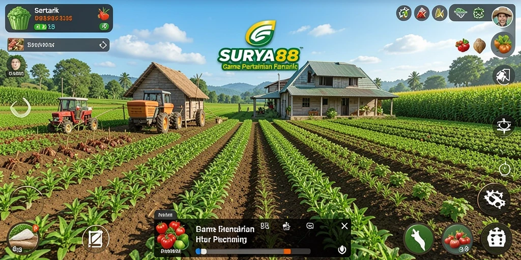 Gambaran gameplay SURYA88 dengan taman yang indah.