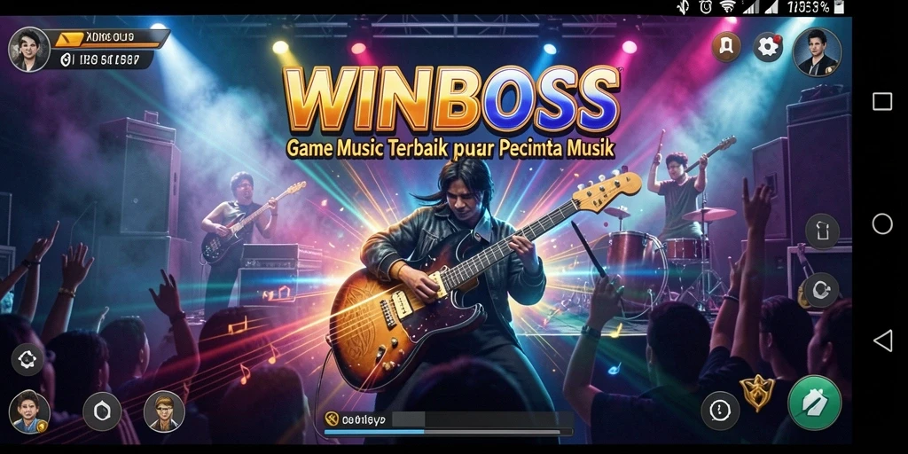 Screenshot gameplay WINBOSS menampilkan aksi seru bermain musik.